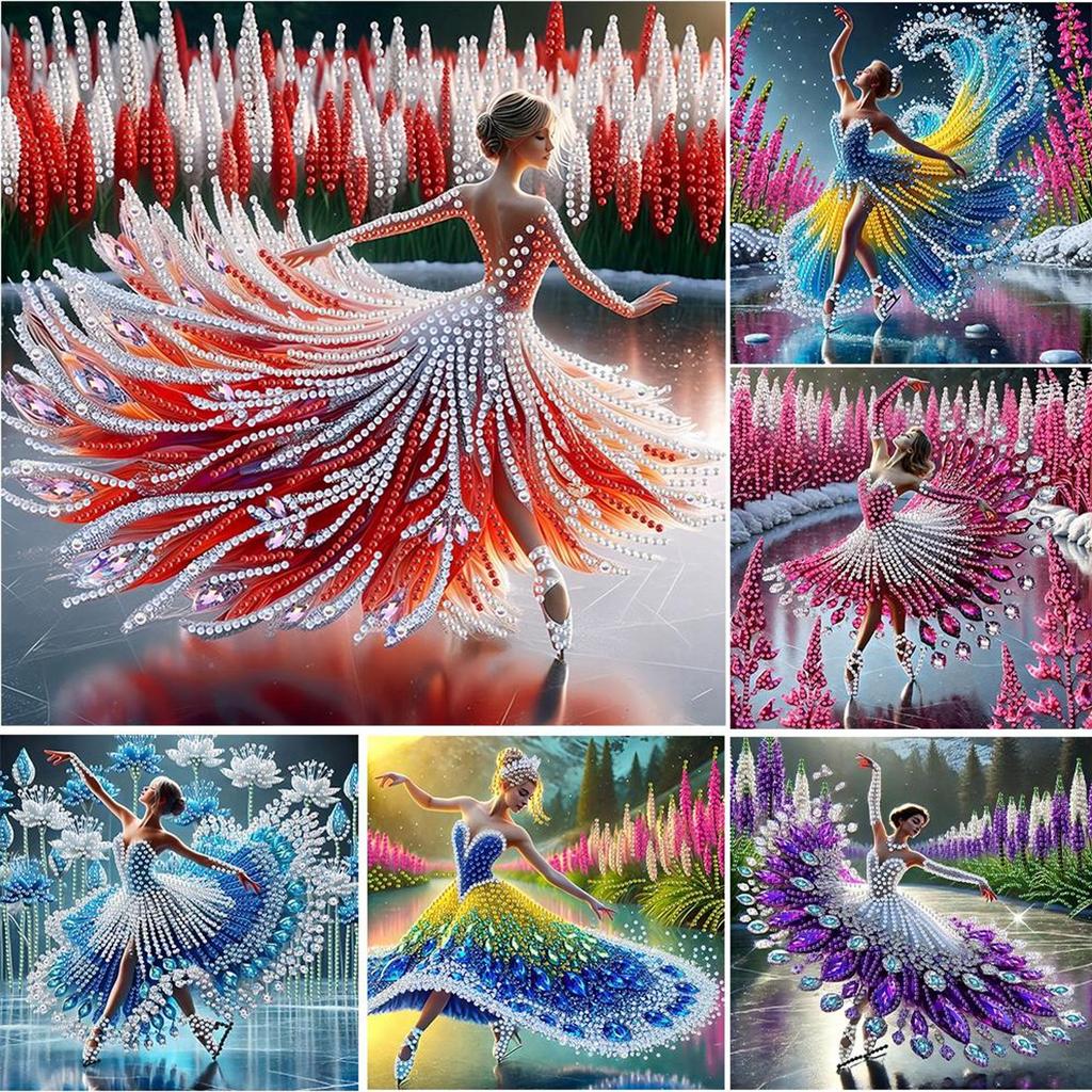 5D DIY Partial Special Shaped Drill Diamond Painting Kit Girl Decoration 30x30cm