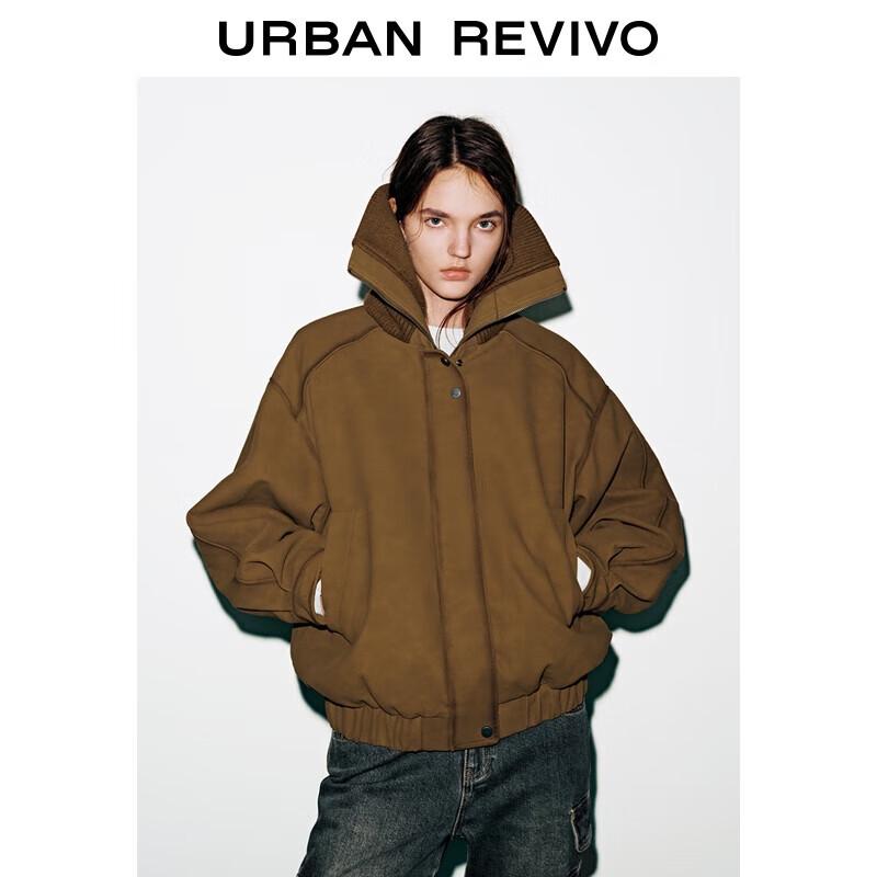 

UR 2025 Women s Flowing Style Patchwork Double-Collar Padded Jacket S