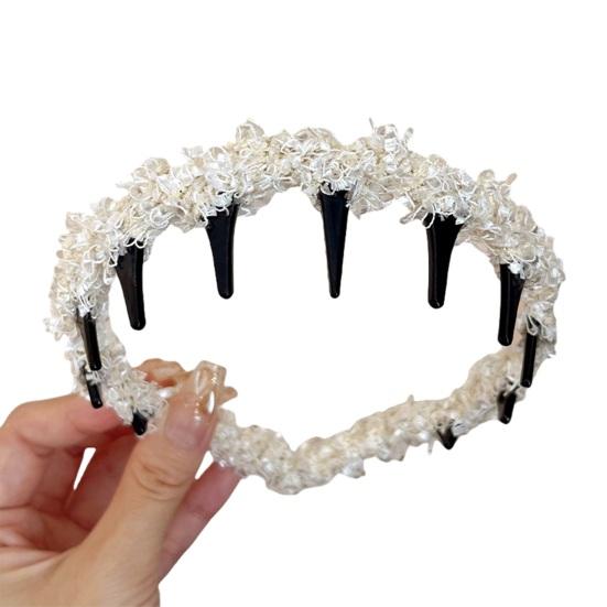Wavy Headband Tweed Texture Non-Slip Braided Toothed Design Hair Hoop Women Volume-boosting Headband