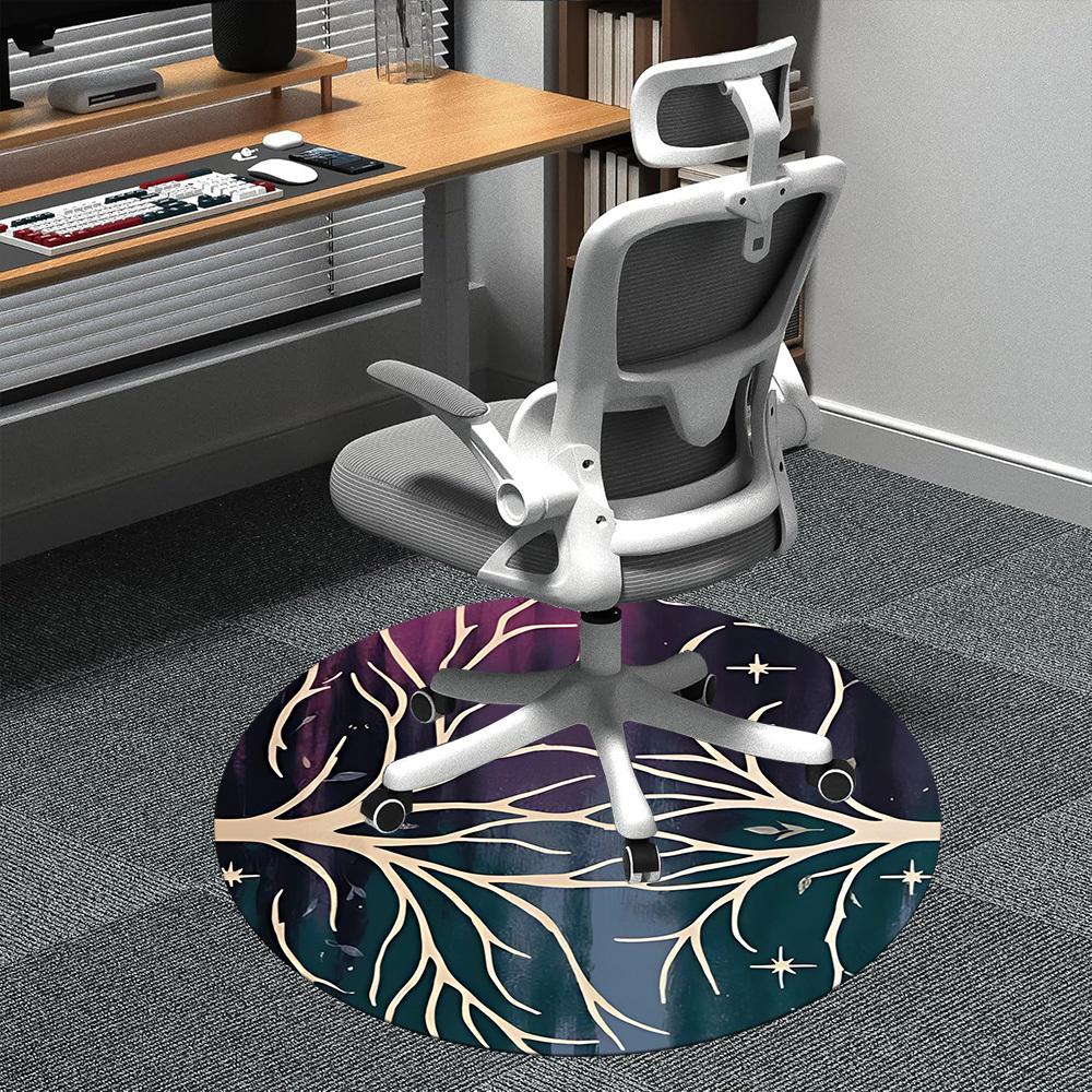 

1pc Tree Branches Astral Leaves Office Round Area Rug, Indoor Mat Suitable ForOffice, Under Office Chairs Bedroom Living Room Home Decor, D160 80cm by 80cm