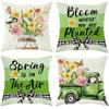 Charming Spring-inspired Pillow Cover: Floral Arrangements, Vintage Truck, and Uplifting Quotes, sofa Chair cushion cover