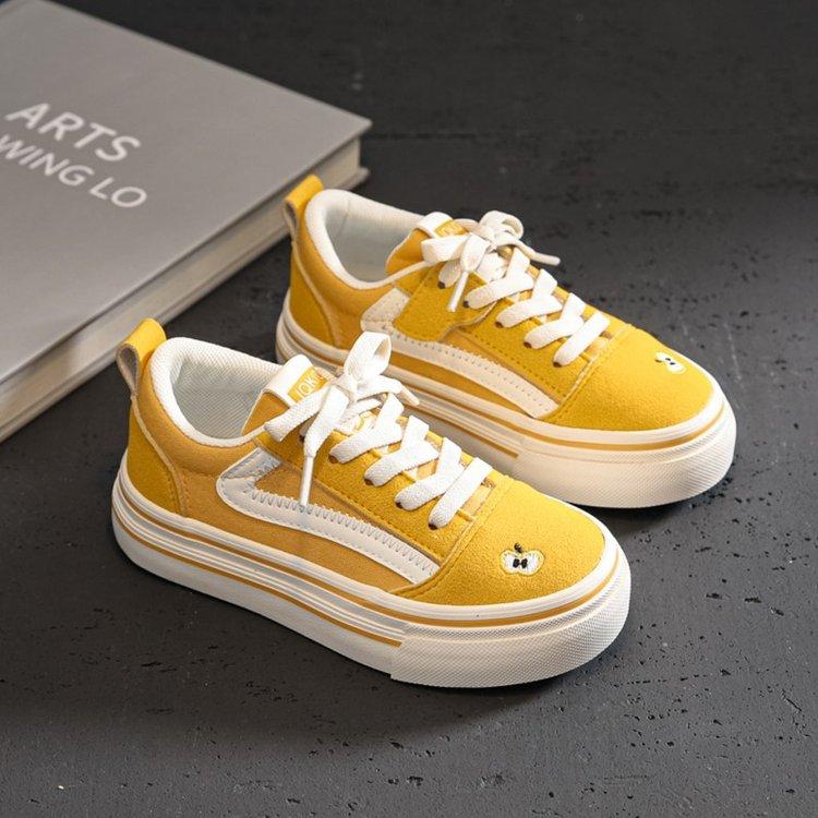 

Children s fashion small apple canvas shoes spring and autumn 2025 new breathable boys board shoes Korean version of girls casual shoes 39 yards inner length 24cm жёлтый