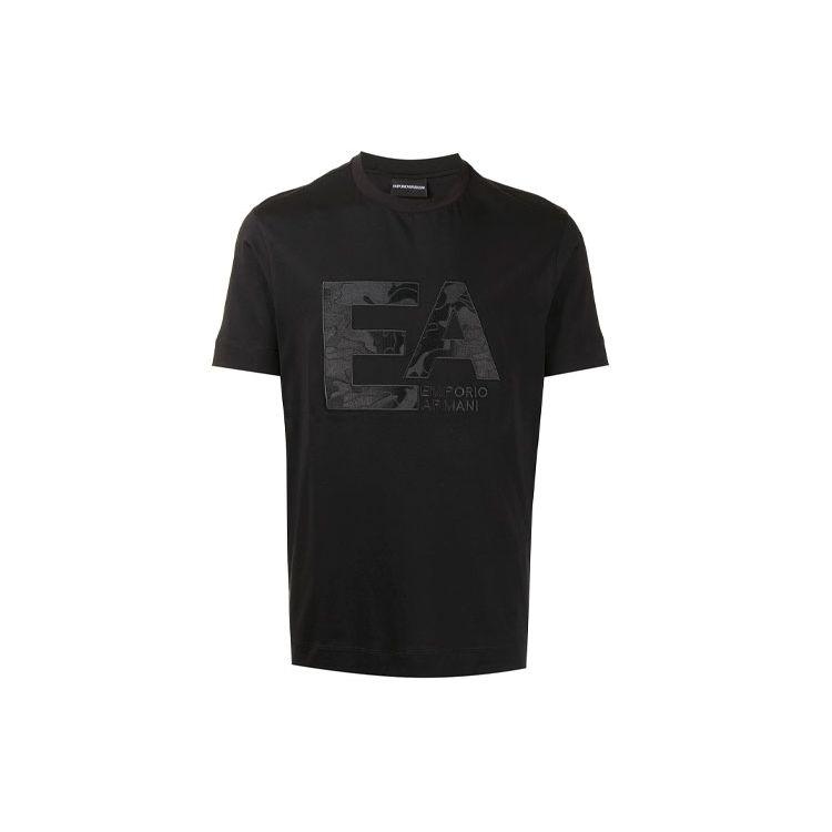 Emporio Armani EA Logo Letter Pattern Round Neck Short Sleeve T-Shirt Men tops Black 3K1TM5-1JDXZ-0999 S