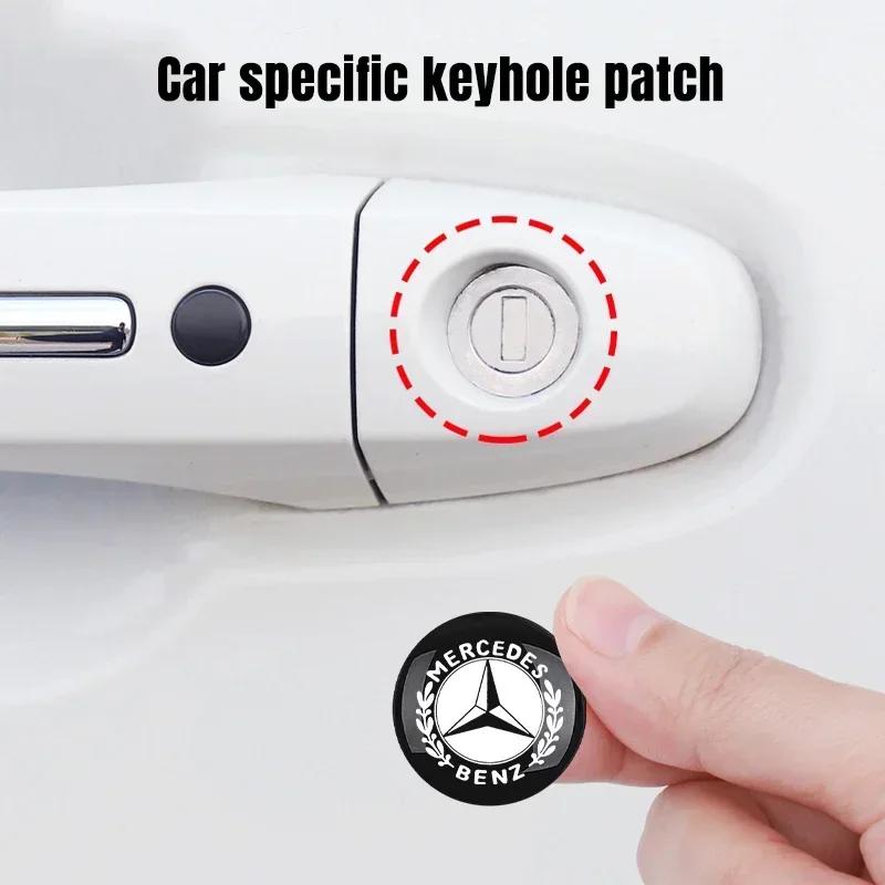 For Mercedes Benz 2Pcs Car styling Lock Keyhole Stickers Decoration Protection For Mercedes Benz C180 C200 C260 C300 W108 W124 W