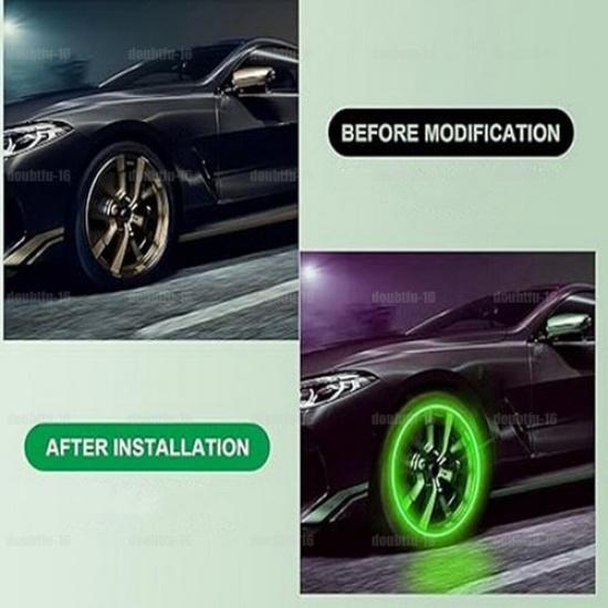 4Pcs Car Wheel Tire Tyre Air Valve Stem LED Light Caps Cover Green Accessories