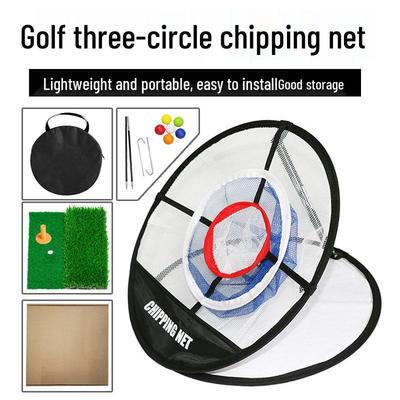 Three-Layer Golf Swing Training Net with Practice Target and Compact Hitting Mat