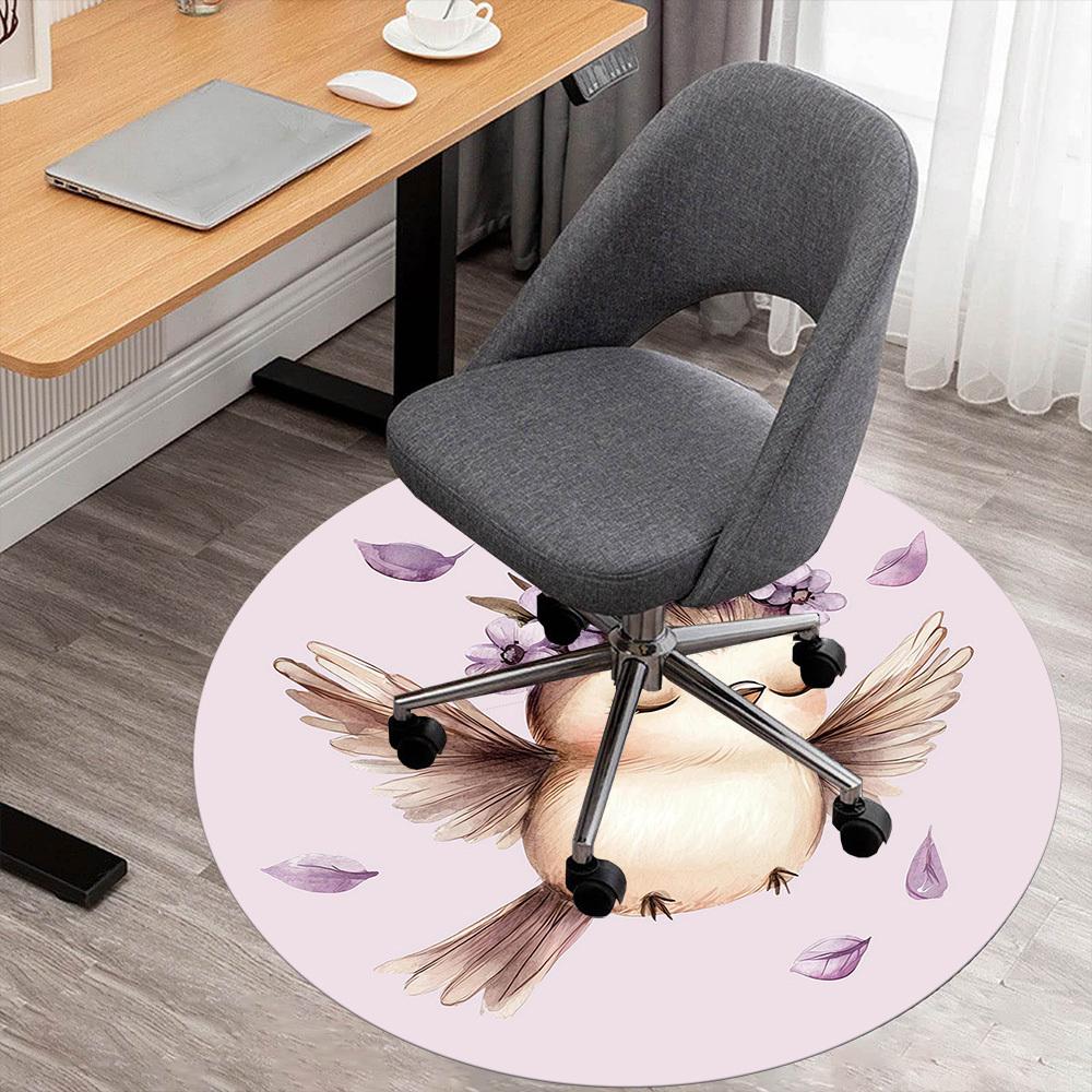 

1pc bird flower Round Chair mat Area Rug - Non-Slip, Floor Mat for Office, Bedroom, and Indoor Decor -1002118 80cm by 80cm
