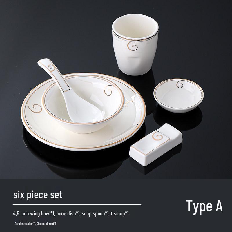 Hotel Restaurant Ceramic Tableware Set: Plates, Bowls, Cutlery, Chopsticks for Private Rooms - 7 or 8 Pieces