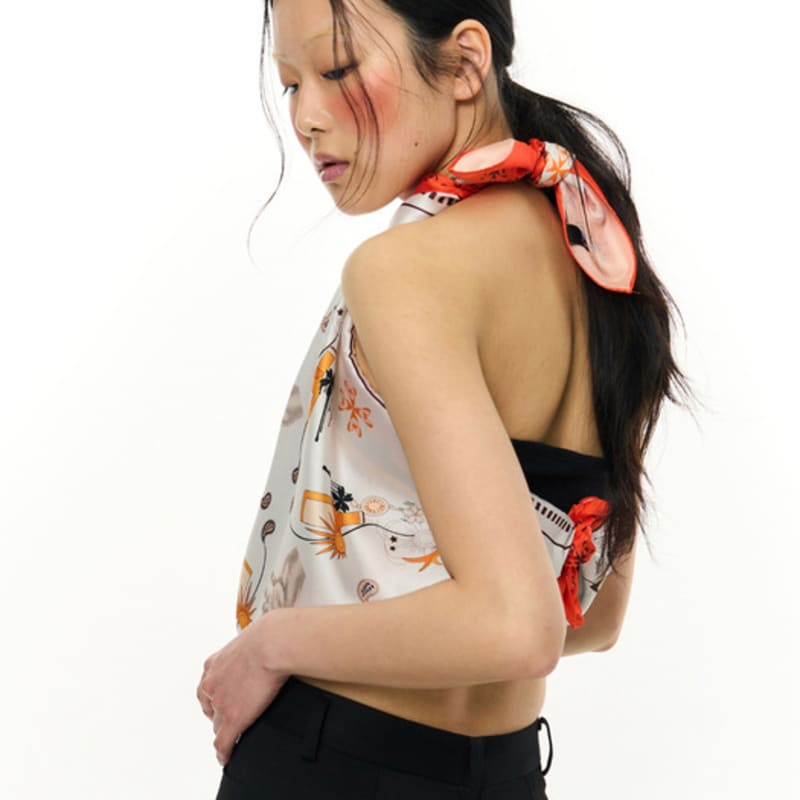 KIMZISU JOMO Motif Square Scarf _ Orange