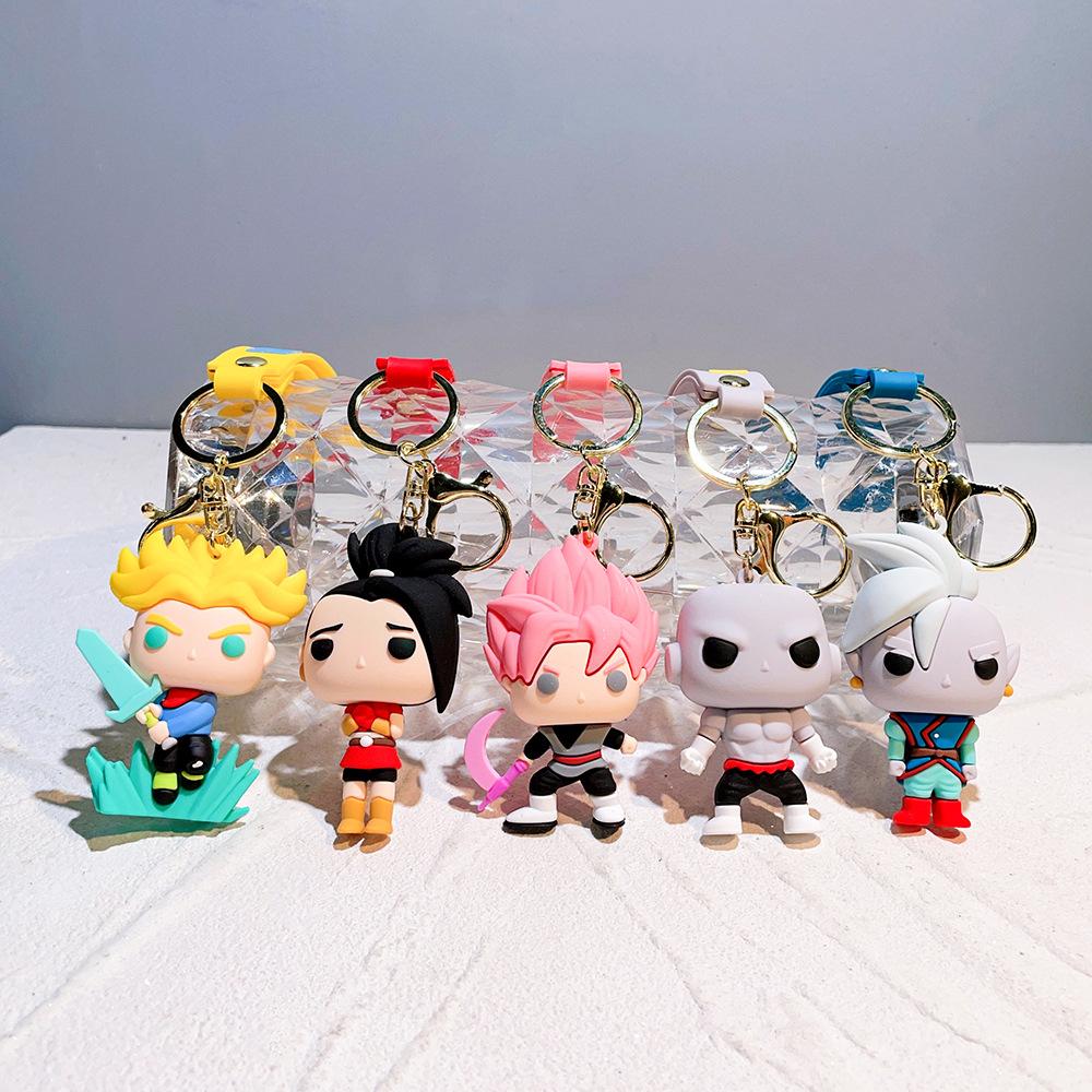 Anime Keychain PVC Cartoon Cartoon Figure Trunks Son Goku Piccolo Buu Vegeta Figures Key Chain Keyring Bag Decor