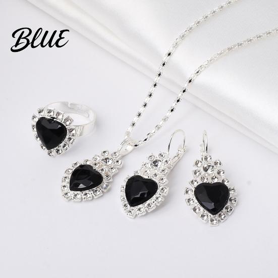 Trendy Jewelry Set Heart for Women Shiny Rhinestone Unique Design