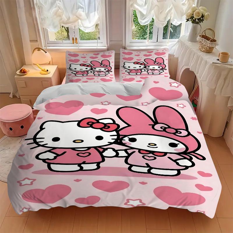 Hello Kitty Melody Friendship Print 3Pcs Bedding Setduvet Cover With 2 Bedropillowcase Home Birthday Gift