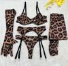 "Colorful Tie-Dye European & American 5-Piece Lingerie Set with Gloves and Stockings"