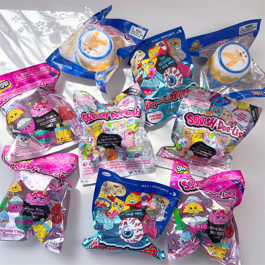 Yiran Toy 1 Shopkins Shopping Elf Squish-Dee-Lish Blind Box Food Series Garbage Series Stress Relief Squeeze Telescopic Kawaii Adorable Kid Gift