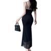 Elegant Noblewoman Mesh Splicing Camisole Dress - Sexy, Hip-Hugging Long Dress with Mature, Pure Desire Style
