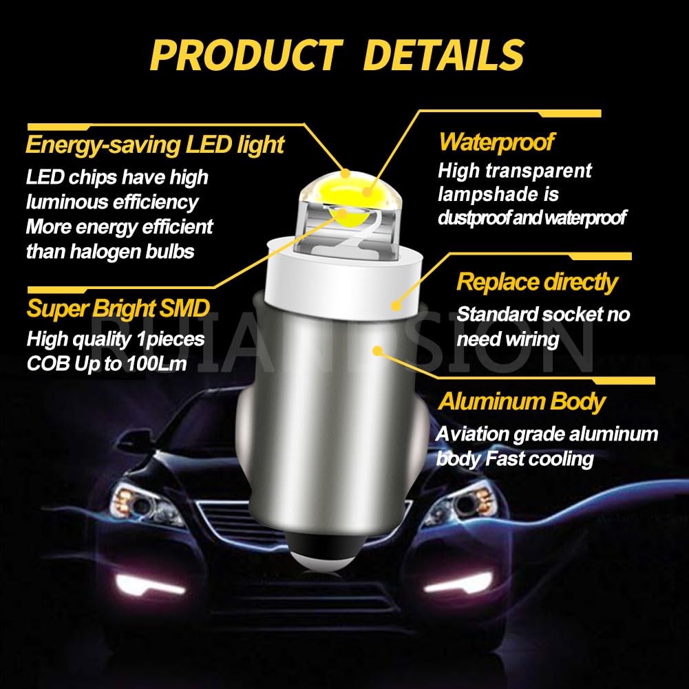Ruiandsion BA7S Dashboard Light LED Bulb 12V Warm White Instrument