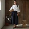 Johnature Women Patchwork Skirts Elastic Waist Solid Color Cloths Spring Casual Skirts