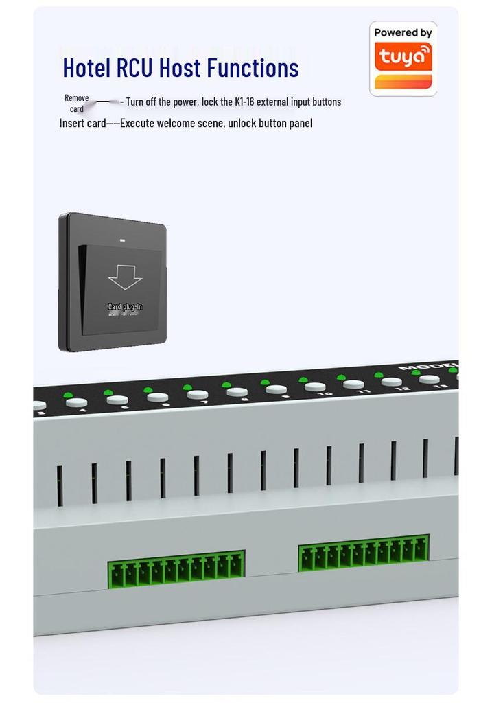 Tuya ZigBee 16-Channel Smart Dry Contact Switch for Wired Curtain Motors