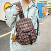 Vintage Plaid Backpack College Style Junior High School Student Schoolbag