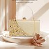 Borsa da sera da donna con strass intarsiati, texture di alta gamma, borsa a tracolla con catena per abito da sera