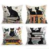 Black Cat Books Cushion Pillowcase Printed Polyester 45x45cm Throw Pillowcover Decorative Sofa Cushion Pillowslip Home Decor