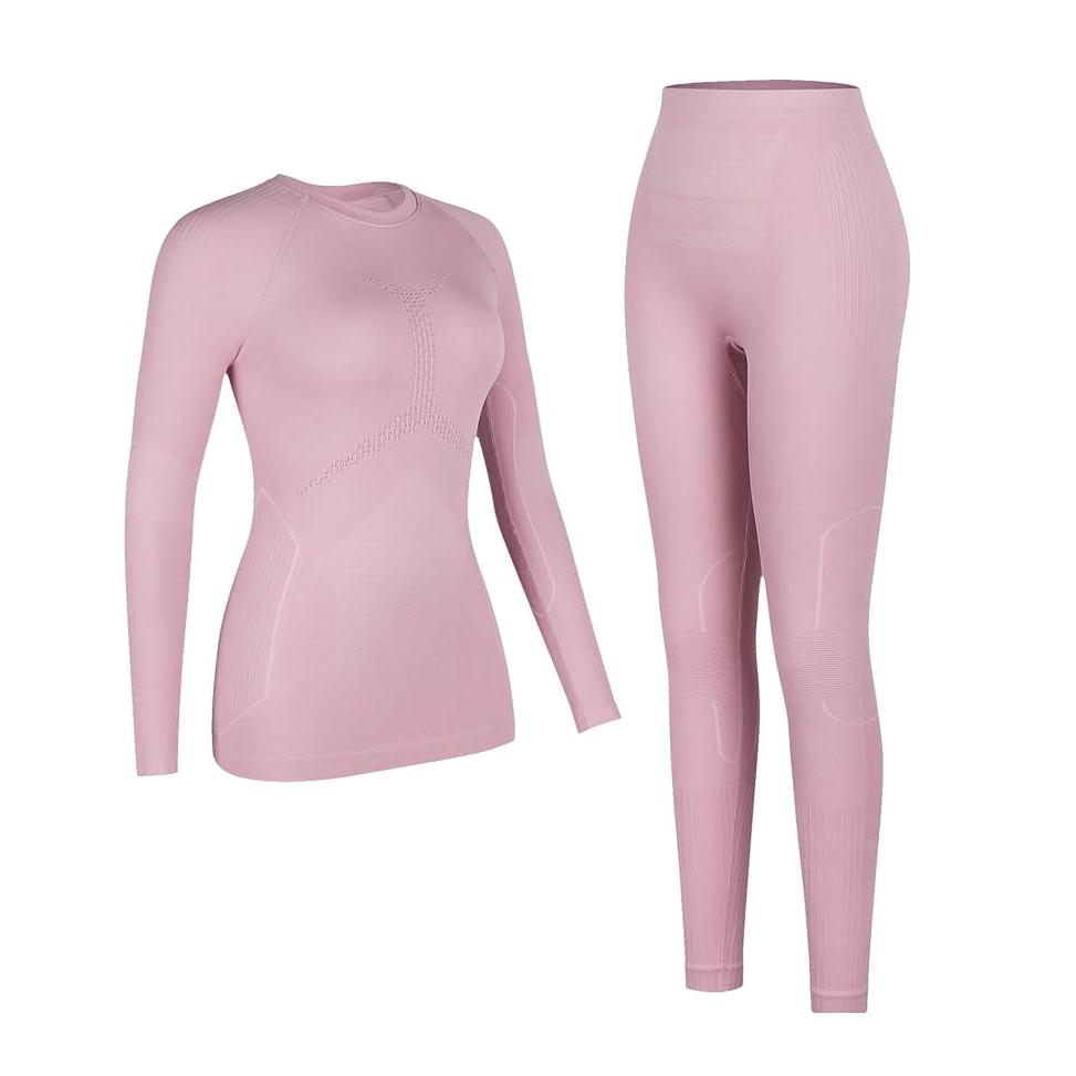 

CHARMLEAKS Womens Long Johns Thermal Sets Seamless Long Sleeve Ski Base Layer for Winter S