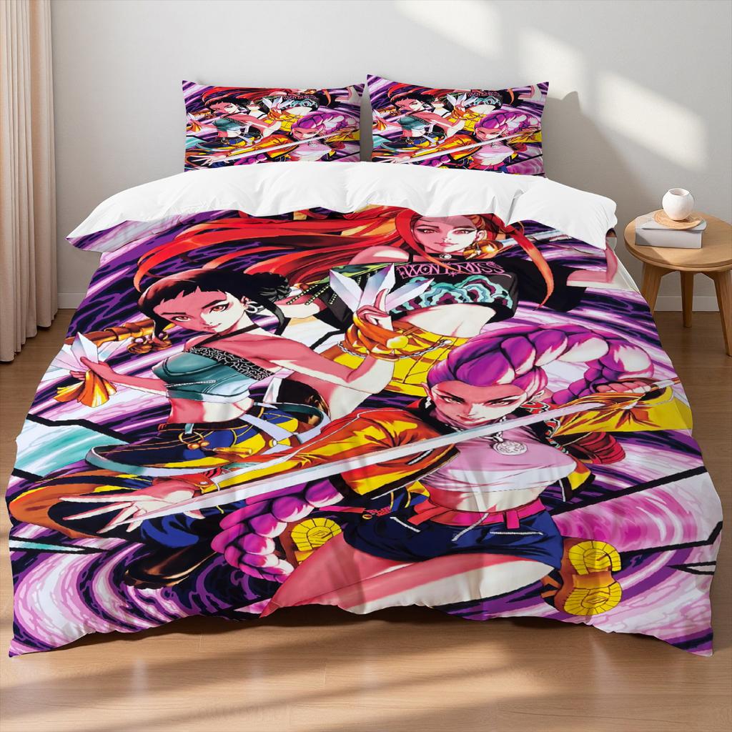 K-pop Girls Boys Group D-Demon Hunters Printed Coreless Duvet Cover Multi Size Bedroom Dormitory Holiday Bedding Decoration