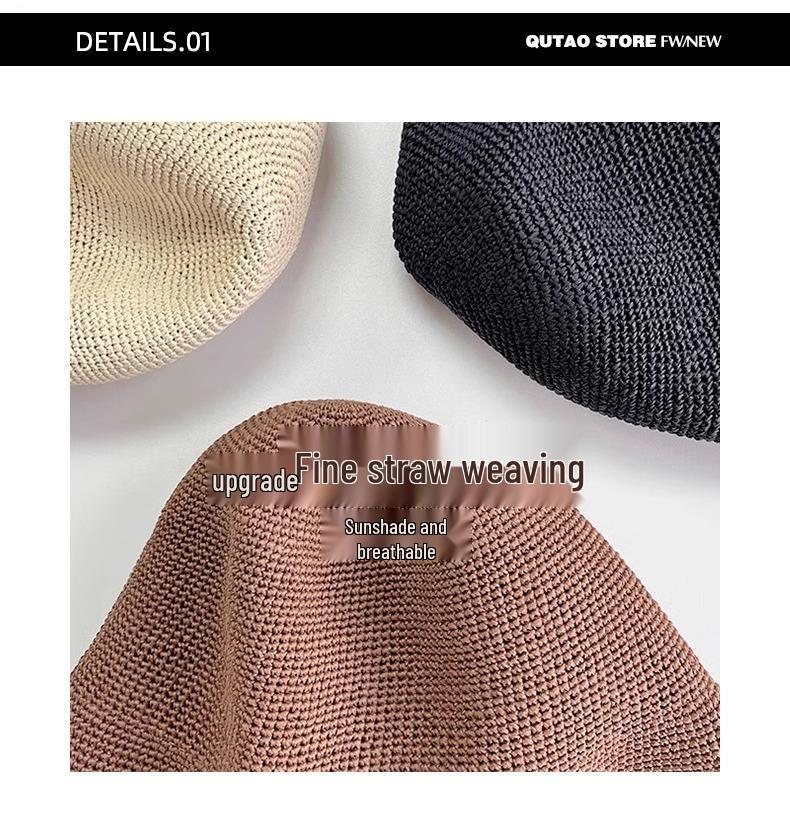 Women's Japanese Handmade Woven Straw Sun Hat - Spring/Summer Thin, Breathable Beach & Travel Bucket Hat