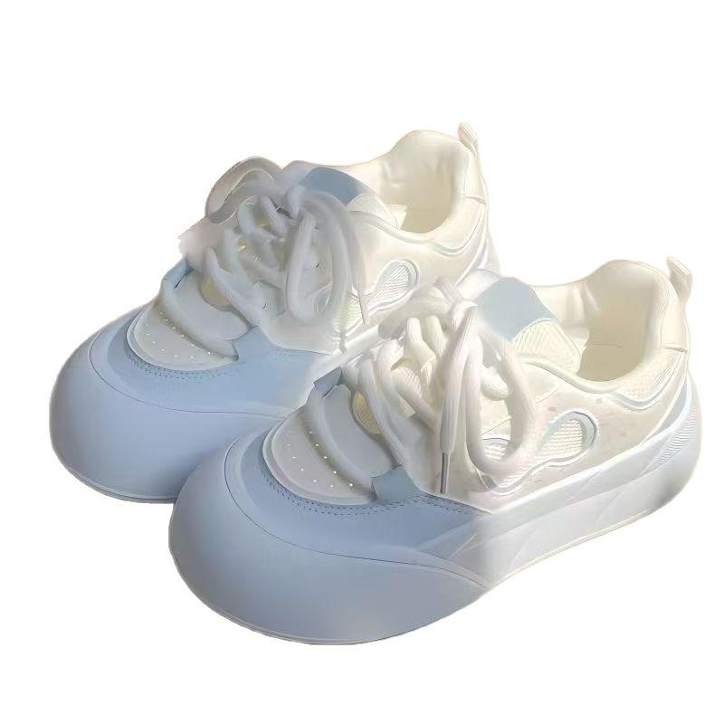 Summer Mesh Breathable Bread Shoes Women's New Platform White Shoes Original Niche Versatile Sports Board Shoes