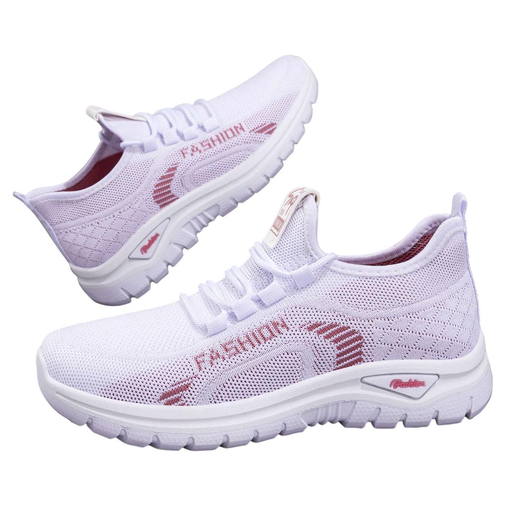 Lightweight Breathable Slip On Athletic Shoes for Women Flexible Sole Casual Running Sneakers with Knit Upper and Cushioned Insole