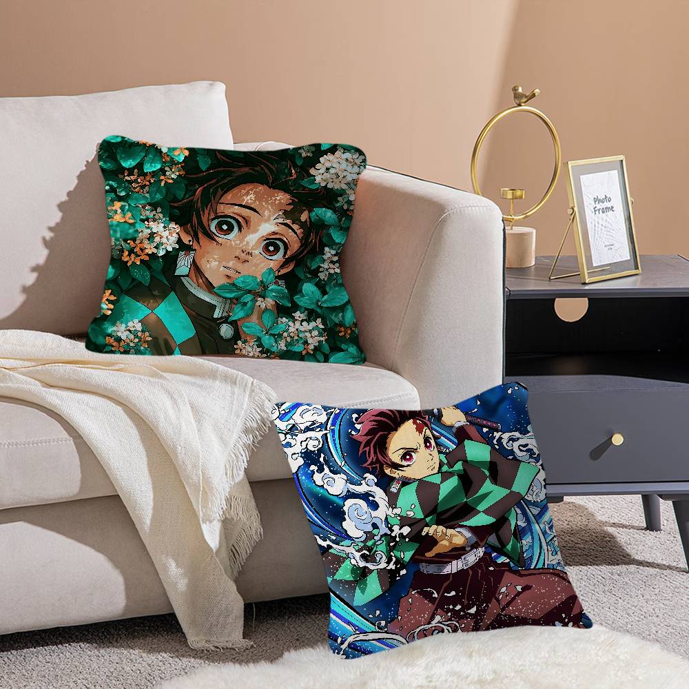 K-Kamado T-Tanjiro Office Cushion Pillowcase Car Cushion Cover45X45CM Lumbar Pillowcase Sofa Pillowcover