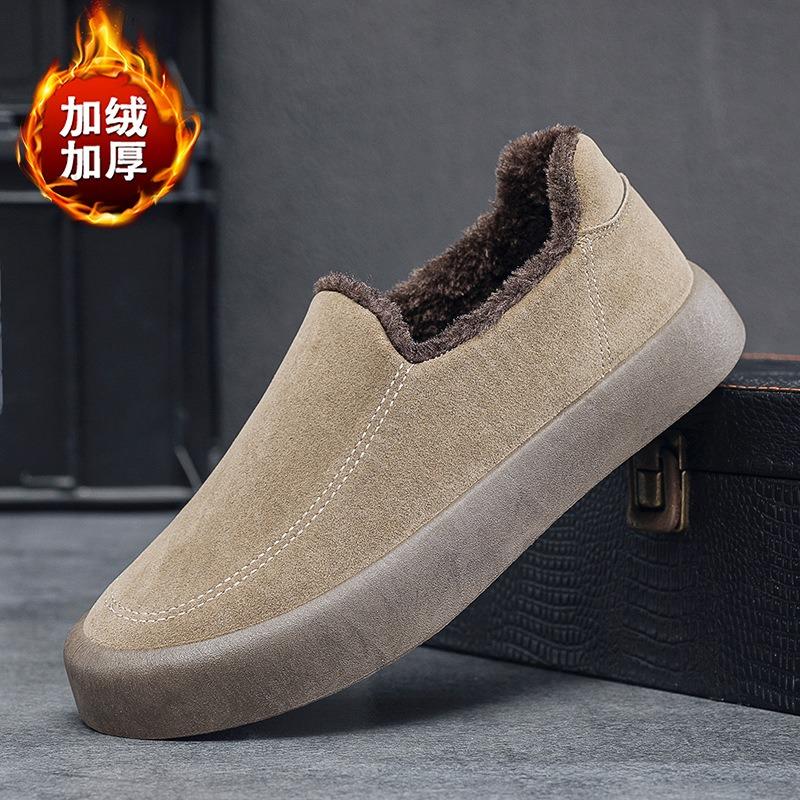 Winter New Large Size Warm Velvet Men's Shoes Green Casual Shoes Trendy Men's Shoes