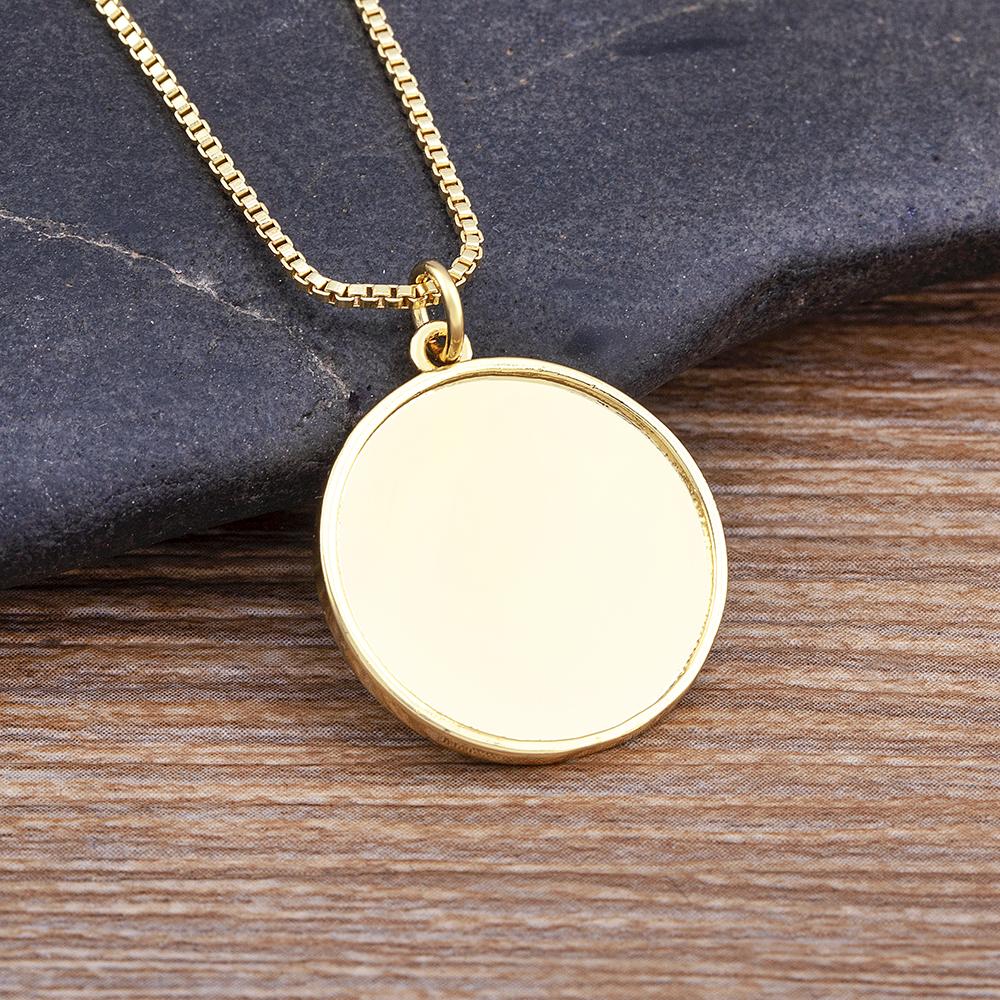 New Design Punk Style Sun Totem Inlaid Moon Shape Pendant Necklace Copper Zircon Women's Simple Personalized Jewelry Lucky Gifts
