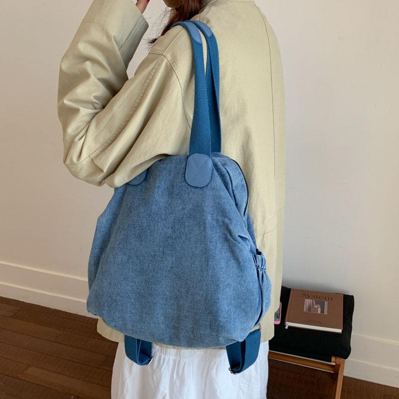 Gewaschene Denim-Schultertasche Große Kapazität Lässige Hobo-Tragetasche mit Seitentaschen für den täglichen Weg zur Arbeit und Reisen