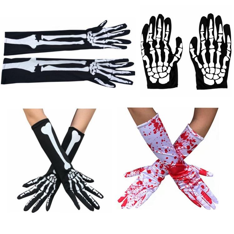 Halloween Bloodstained Skeleton Socks & Gloves Costume Props
