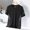 Camiseta de manga curta fresca e respirável para homens verão gelo seda gola redonda base camisa camiseta casual