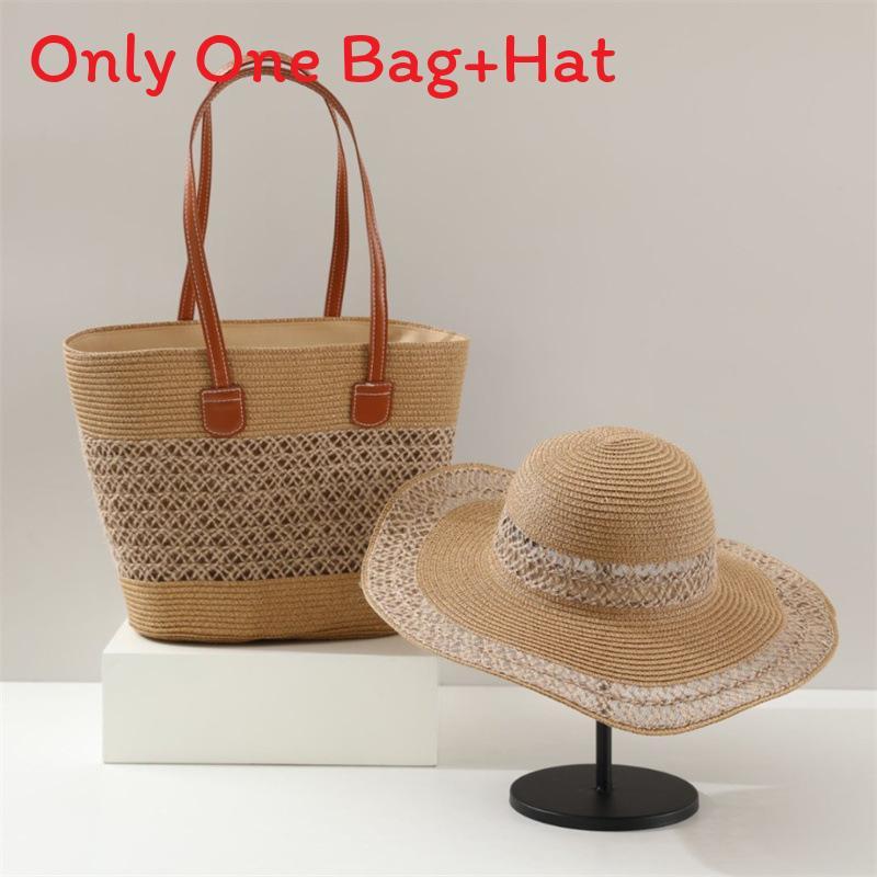 Straw Hat And Bag Set With Sun Protection For Outdoor Travel Casual Summer Adults