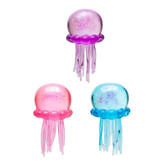 Transparent Jellyfish Squeeze Toy with Glitter Stress Relief Jellyfish Sensory Toy Decompression Stress Ball Clear Sea Animal Fidget Toy