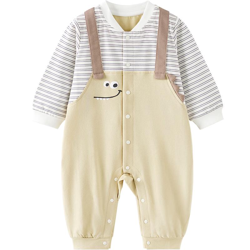 TONGTAI Baby Boy Faux Two-Piece Long Sleeve Romper 90cm