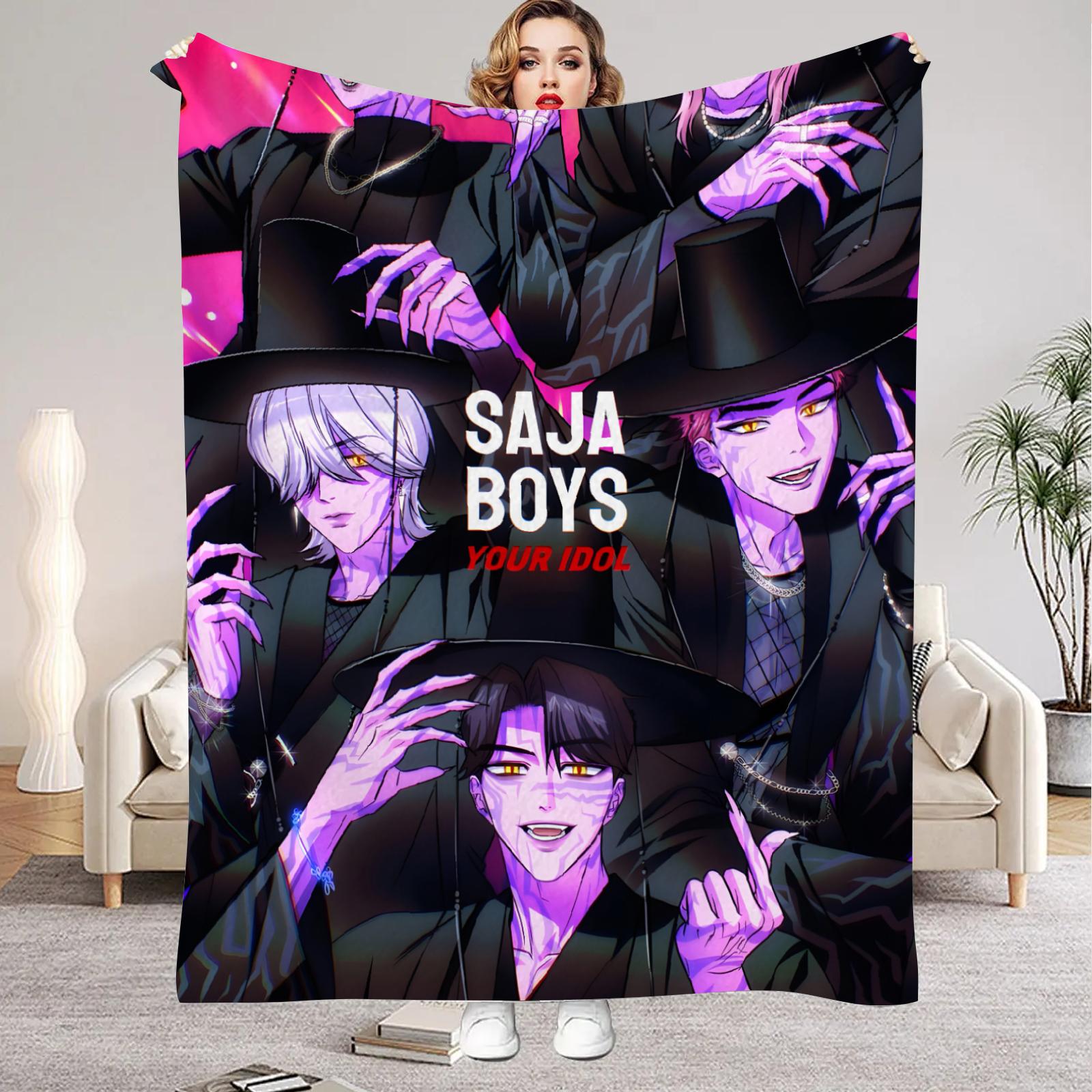 Huntrix Saja Boys Blanket k pop Demon Hunters Super Warm Comfortable Throw Blanket  For Girls Boys Living Room Flannel Bedspread 30x40in
