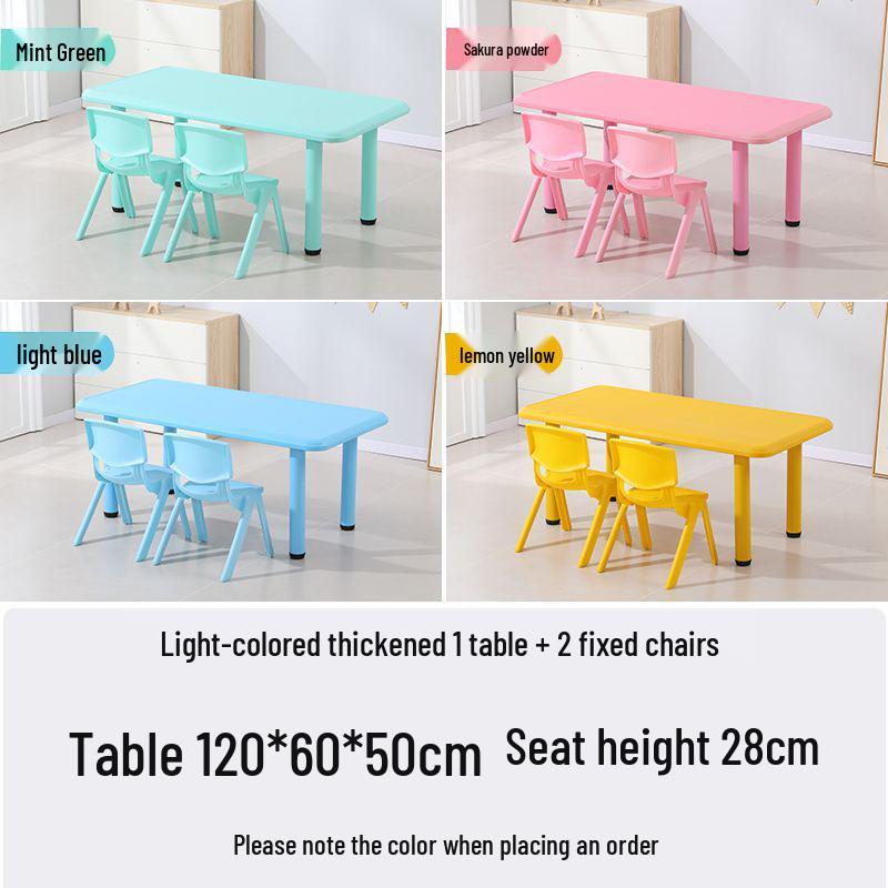 Children's Rectangular Plastic Learning Table & Chair Set with Building Block Surface