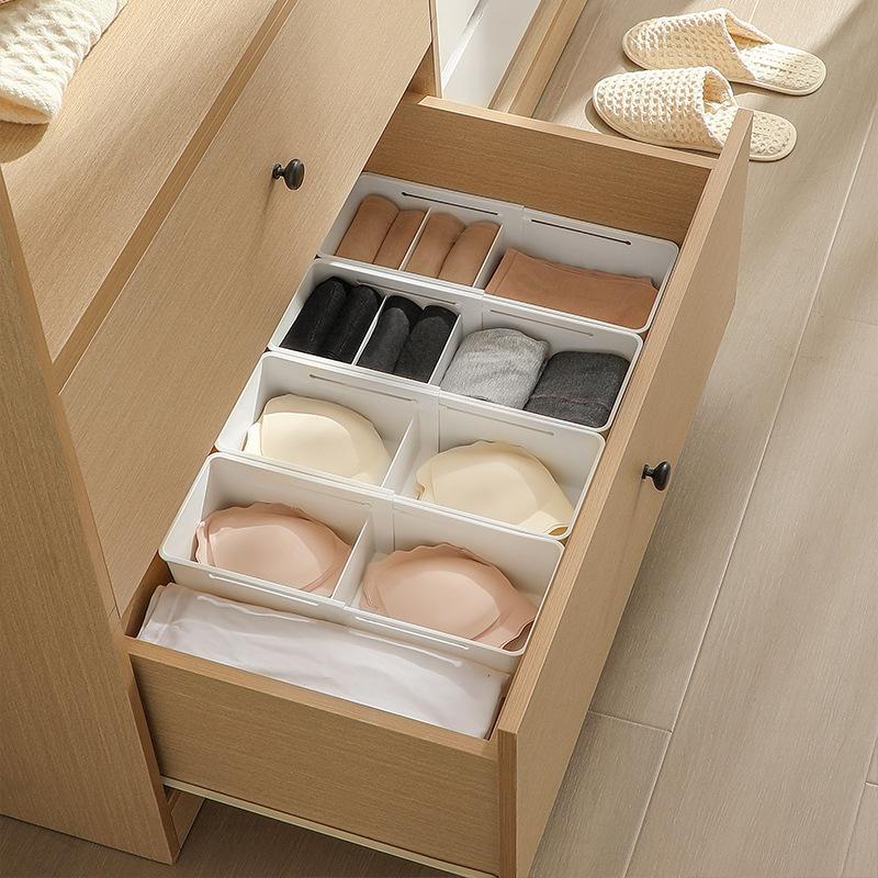 Telescopic Drawer Organizer Kitchen Cabinets Tableware Classified Storage Box with Partitions Multifunctional Storage Basket