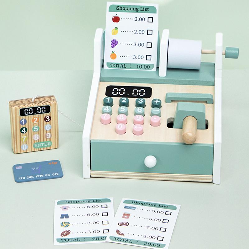 

Supermarket Cash Register Wooden Toy Multifunctional Playset Suitable For Home Cashier Simulation And Back-To-School Season