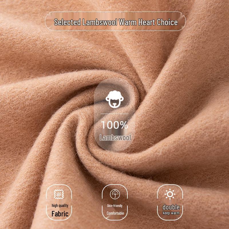 High-End Double-Sided 100% Lambswool Solid Color Scarf Shawl for Winter