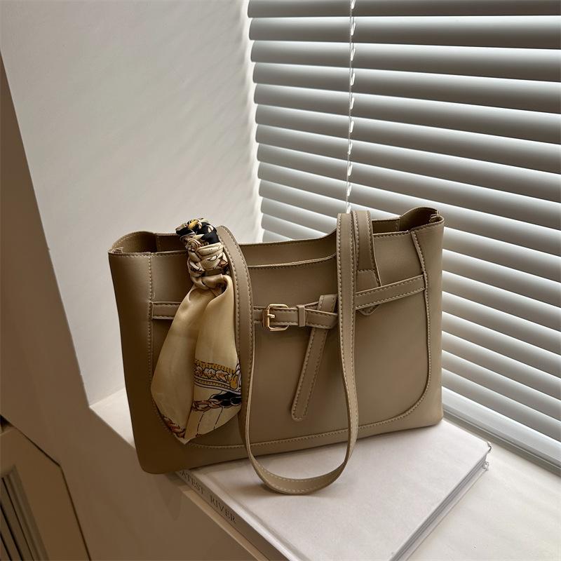 

Retro Commuter Shoulder Bag Simple Pu Leather Tote Bag Underarm Bag Female Versatile Large Capacity Handbag хаки