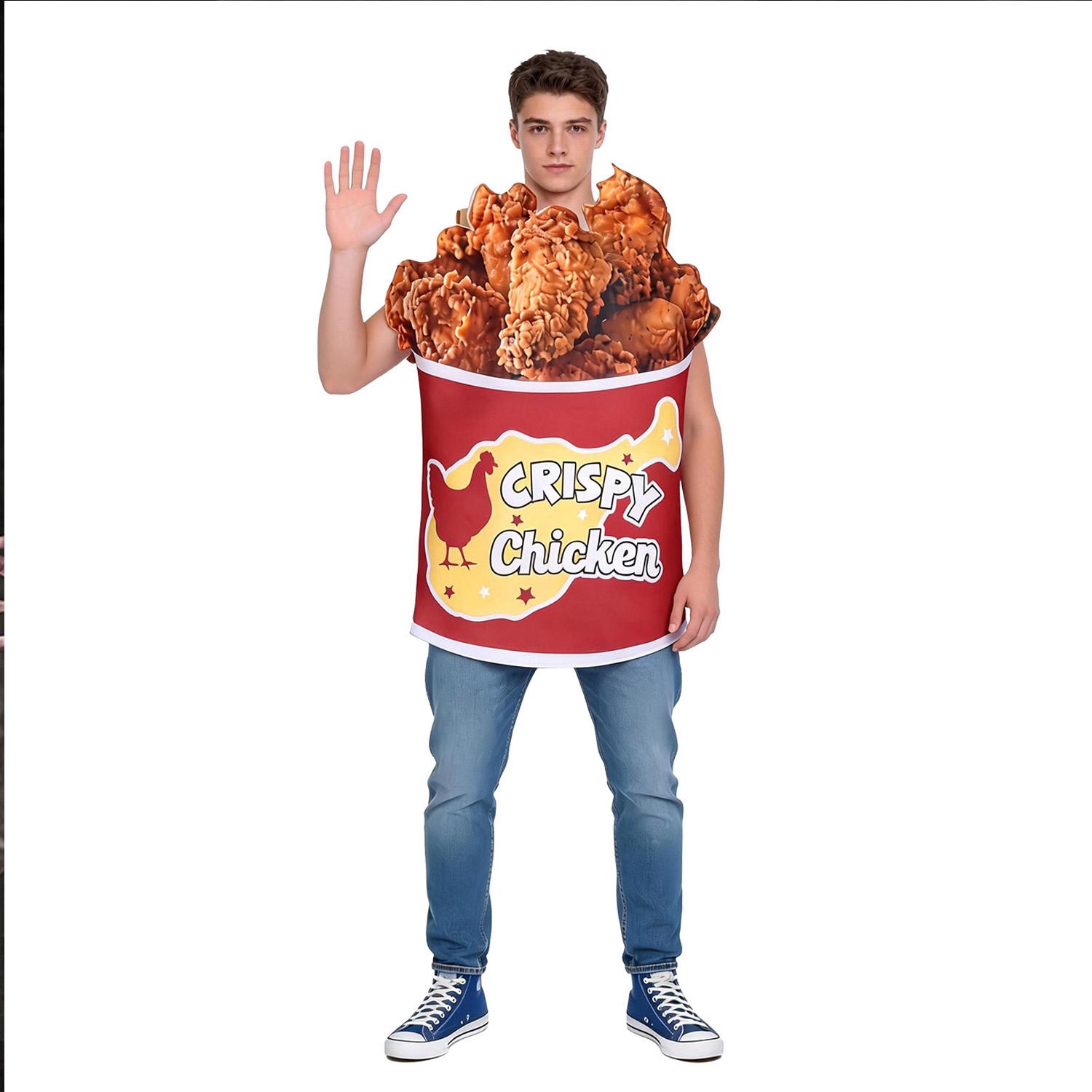

Crispy fried chicken cosplay costume, adult One size fits all adults червоний