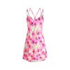 Women's Satin Print Push Up Padded Cross Back V Back Sleep Dress Lounge Set