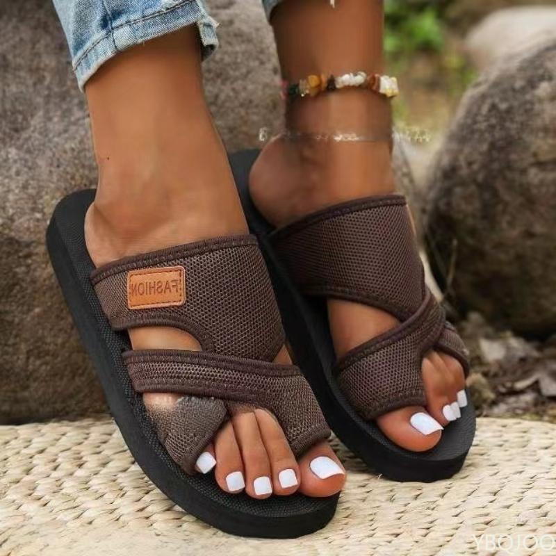 European American Women's Slippers New Fashionable Breathable Mesh Fish Mouth Cover Toe Anti Slip Slippers Wear-resistant Beach