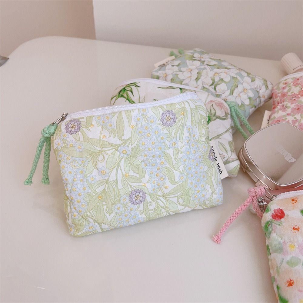 Makeup Bag Fragmented Flower Cosmetic Pouch Large Capacity Cotton Card Pouch Cute Sweet Coin Purse Girl