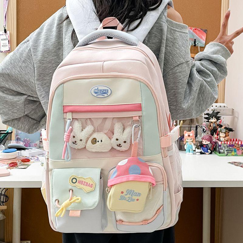 Junior High School Girls Lightweight Primary School Schoolbag Grade 3 to Grade 6 Girls Large Capacity Burden Alleviation Backpack Cartoon Backpack